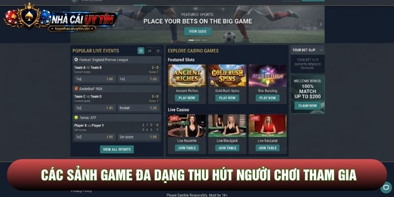 Các sảnh game đa dạng thu hút người chơi tham gia Các sảnh game đa dạng thu hút người chơi tham gia