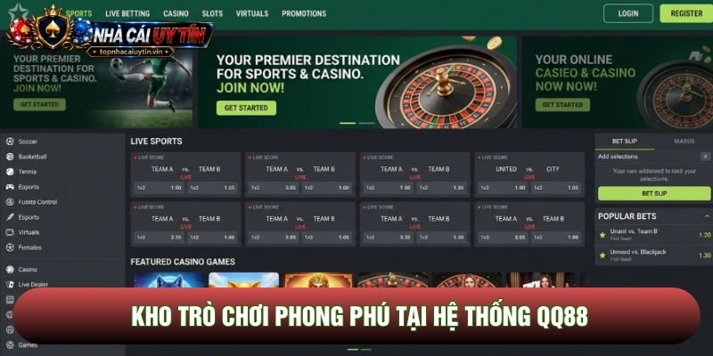 Kho trò chơi phong phú tại hệ thống QQ88
