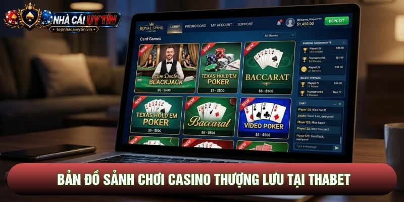 Bản đồ sảnh chơi casino thượng lưu tại Thabet