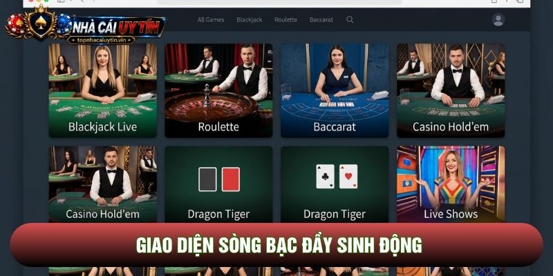 Giao diện sòng bạc đầy sinh động